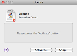 The license dialog