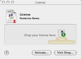 Drop license file on license dialog